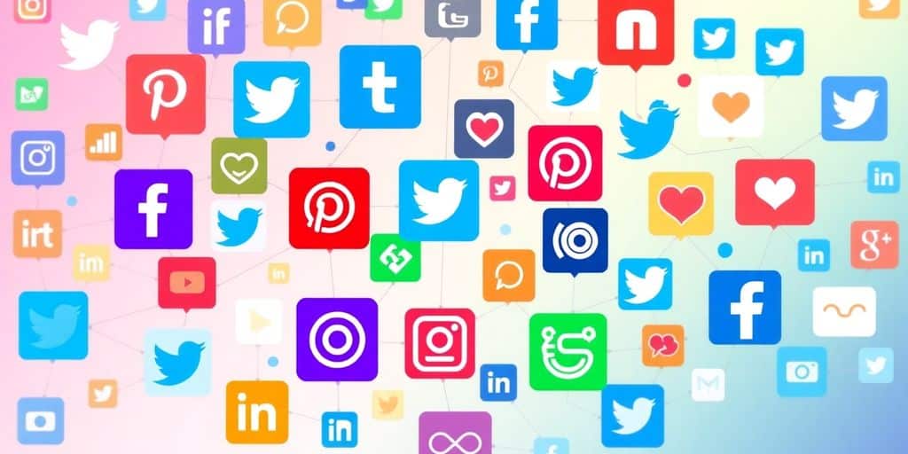 Collage of colorful social media platform icons.
