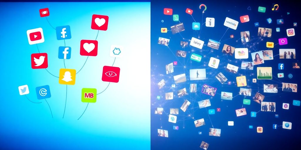 Visual contrast of social media and content strategies.