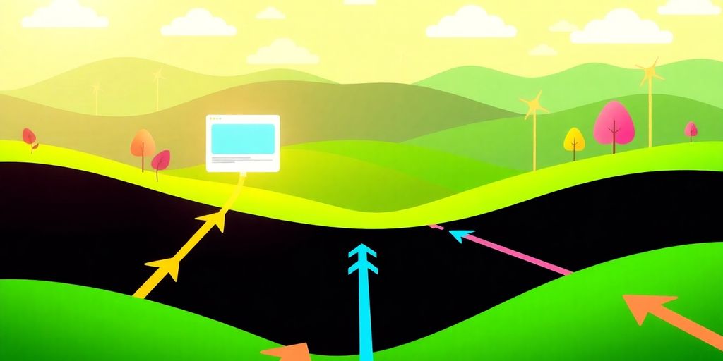 Vibrant digital landscape illustrating website traffic flow.