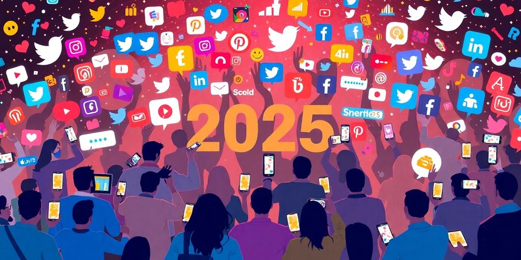Diverse people engaging with social media on various devices.