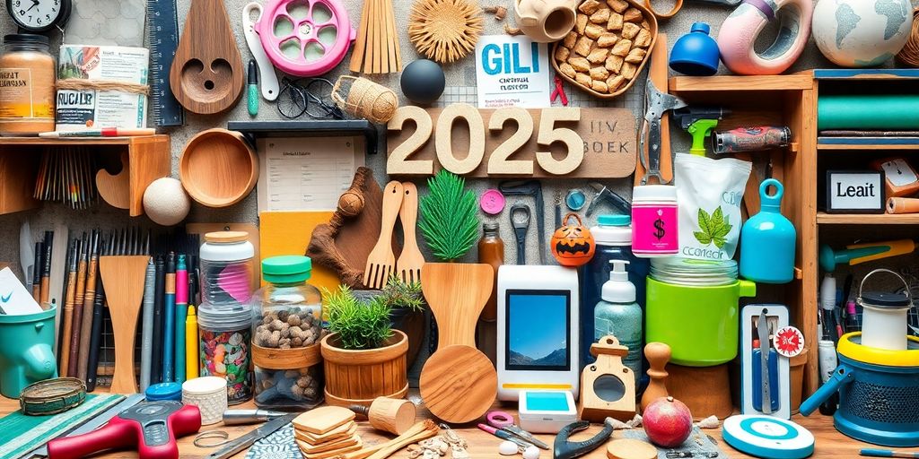 Collage of unique niche products and creative workspace.