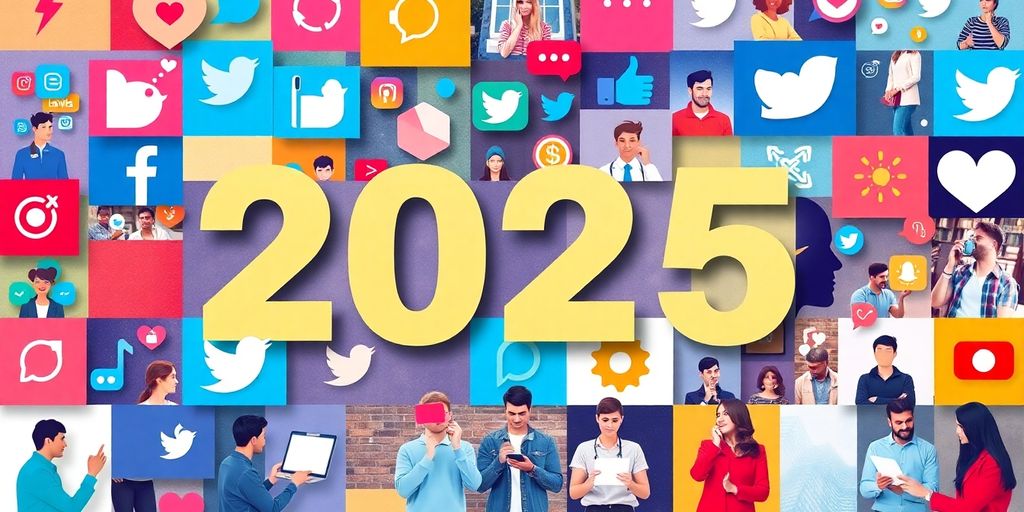 Collage of social media icons and product images.