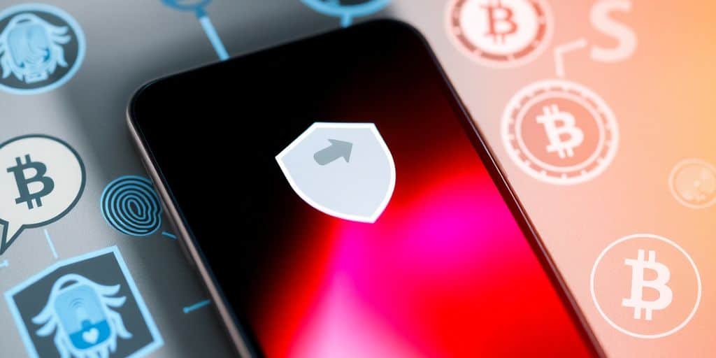 Smartphone displaying a digital wallet with secure payment icons.
