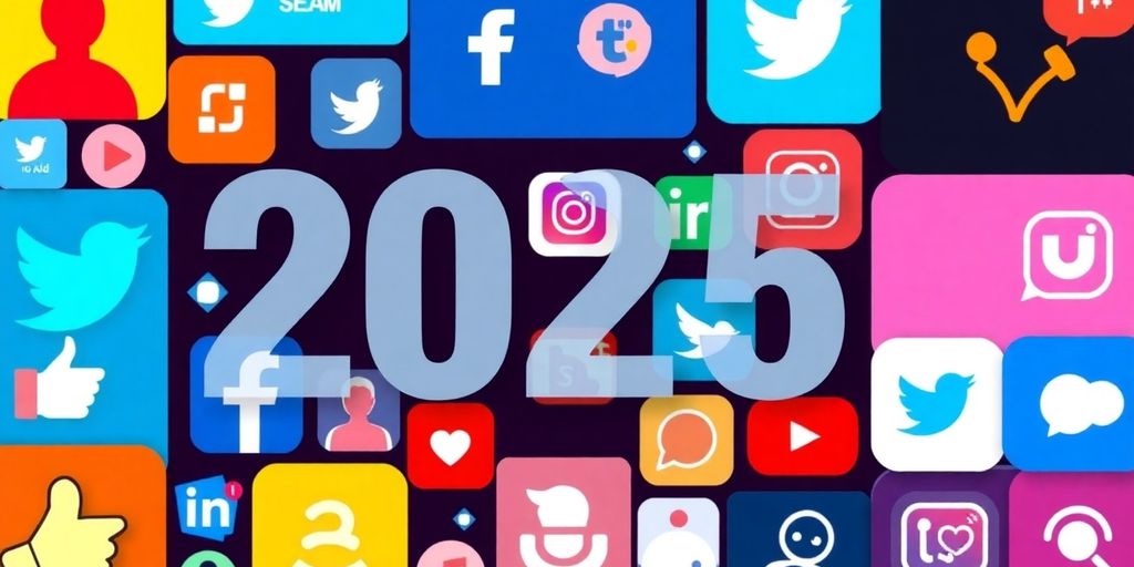Collage of social media icons and user engagement visuals.