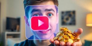 Person discovering YouTube niche with gold coins.